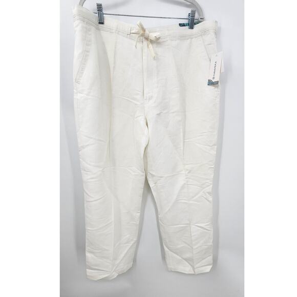 New NWT Cubavera White Linen Blend Wide Leg Pants Size XL In Bright White - Picture 12 of 12